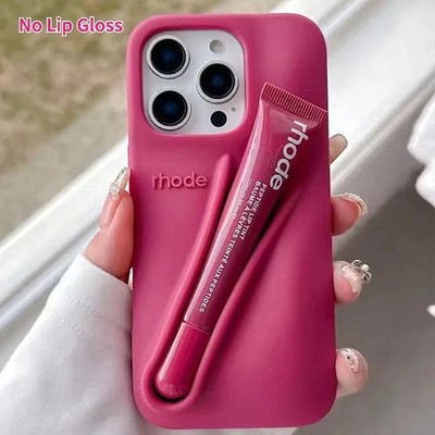 Rhode ''Summer Lip Gloss'' & 3D Silicone Case For iPhone 17 Pro Max 16 15 14 13 12