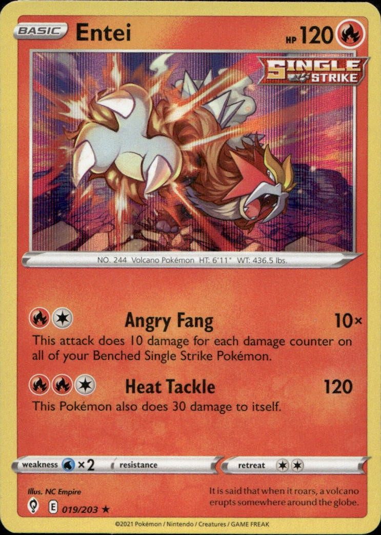 Entei 019/203 SWSH07 Evolving Skies Holo HR MP Pokémon — English