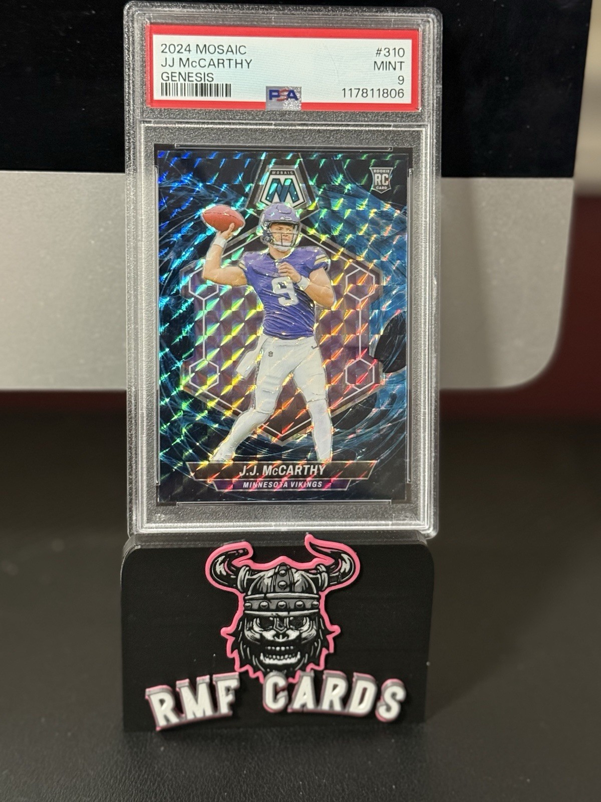 2024 Panini Mosaic - Rookies J.J. McCarthy #310 Genesis Mosaic Prizm (RC) PSA 9