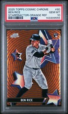 2025 TOPPS COSMIC CHROME STARFRACTOR ORANGE REFRACTOR #80 BEN RICE 16/25 PSA 10