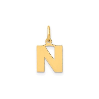 14k Yellow Gold Initial N Pendant Charm Unisex Block Letter Necklace Jewelry