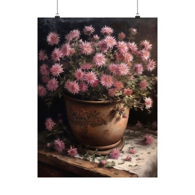 Pink Aster Flower Art Print, Flower Painting, Flower Décor, Floral Art Print