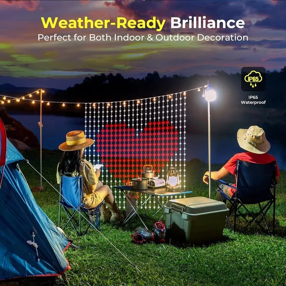 Outdoor Christmas Decorations 400 Led Lights 2×2M WiFi Smart Curtain Music Sync - Image 4 of 4