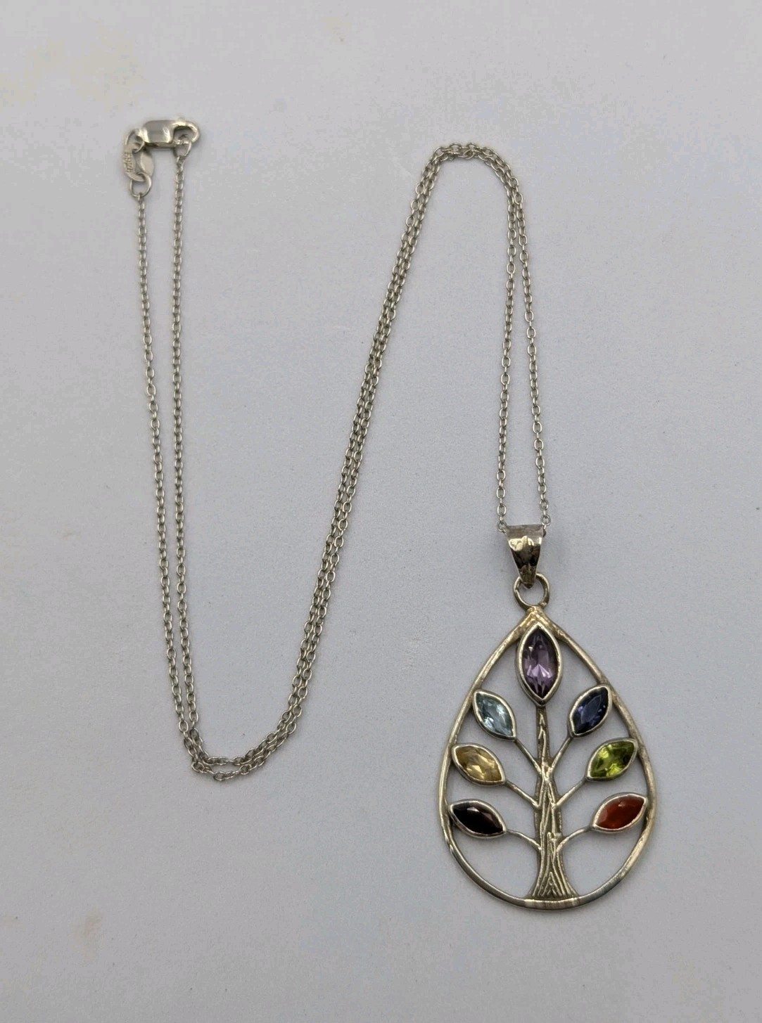 Sterling Silver Multi Gemstone Chakra Tree Of Lif… - image 8