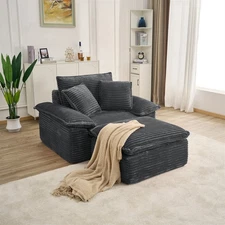 47" Oversized Sofa Chair Sectional Sleeper Couch w/ Movable 2-Layer Ottoman Seat