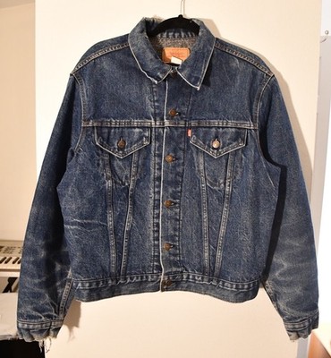 Vintage 70s Levis 71205 0317 Type 3 Blanket Lined Denim Trucker