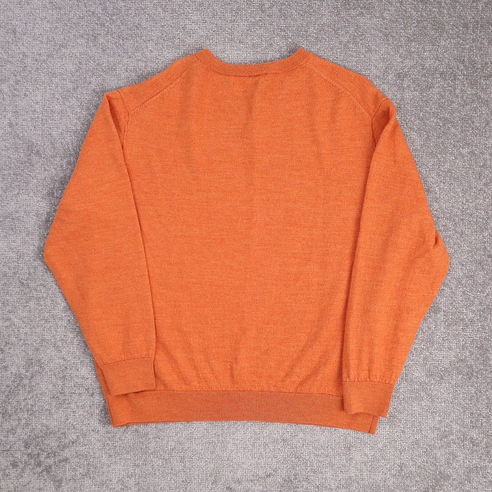 Turnbury 100% Merino Wool XL Orange Long Sleeve V Neck Pullover Sweater - Image 2 of 4