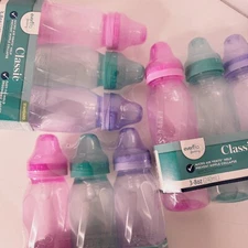 Set of 3 Evenflo Tinted Baby Bottles 8 OZ BPA Free w/ Slow Flow Nipples 3 Pack @