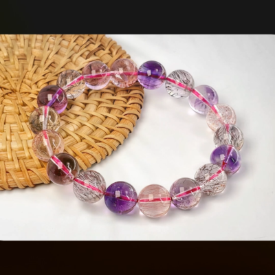 Flyshop Jewelry Natural Super Seven Crystal Bracelet, Purple