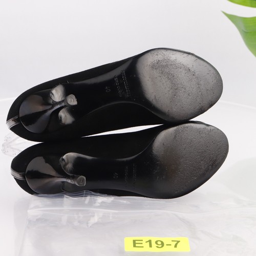 Vintage Bruno Magli Womens Pump Size 40 9 Black Suede Open Toe MId Heel Courts - Picture 9 of 16