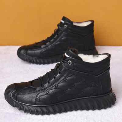 Men Snow Boots Winter Plush Warm Comfortable Lace Up Flats Casual Footwear