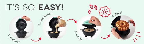 DASH Mini Bundt Maker for Personal Bundt Cakes Mint Green Dual Non-Stick Plates - Picture 15 of 17