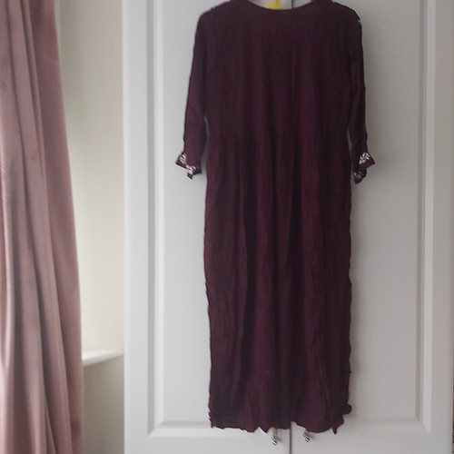 Asian XL Burgundy Salwar Kameez - Women's Embroidered Pakistani 3 Piece Suit - Picture 14 of 15