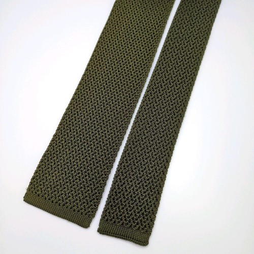 Tom Ford Knit Neck Tie Skinny Green Solid 100%Silk Made in Italy - Picture 7 of 7