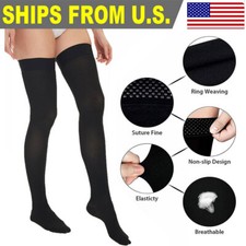 Thigh High Compression Stockings Closed Toe Firm Support 20-30mmHg Silicone Band