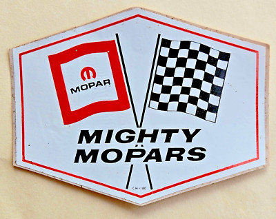 NOS 1960s 1970s Mighty Mopars Checkered Flag Racing Dealer Sticker Decal Mopar