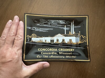 Concordia Missouri  Creamery 1967 Ashtray Coin Tray Glass Dish