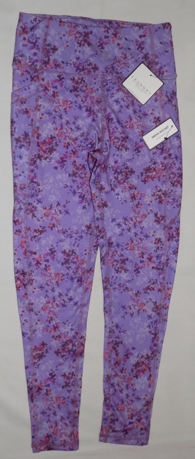 Laundry by Shelli Segal Floral Print Leggings With Media Pocket Purple