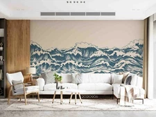 3D Hand Draw Waves Wallpaper Wall Mural Removable Self-adhesive Sticker4752