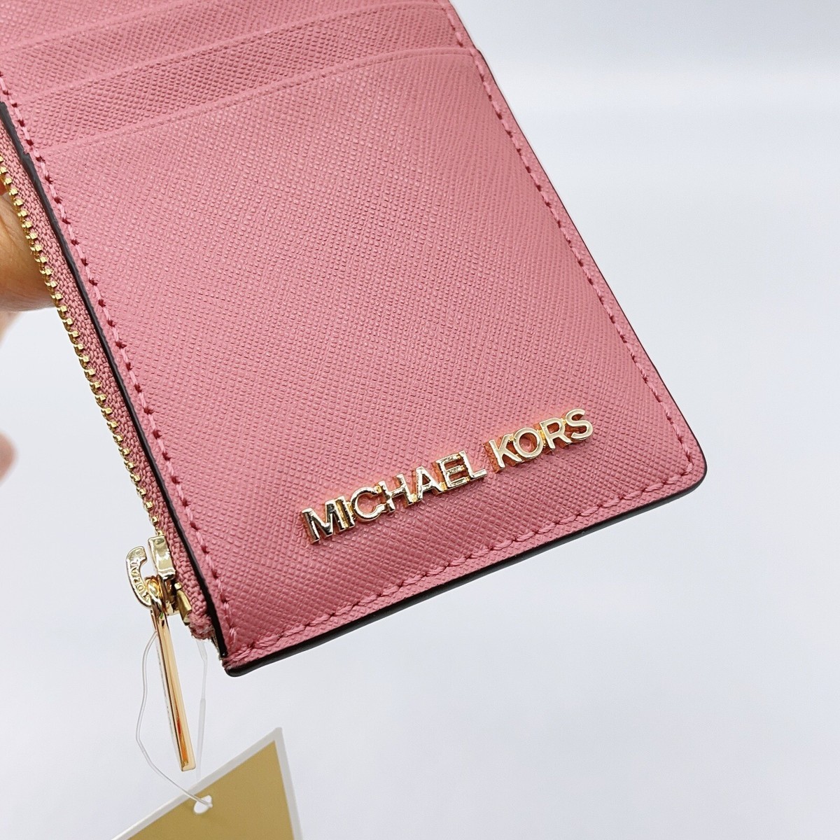 Michael Kors Jet Set Travel MD TZ Card Case Black Brown Mulberry