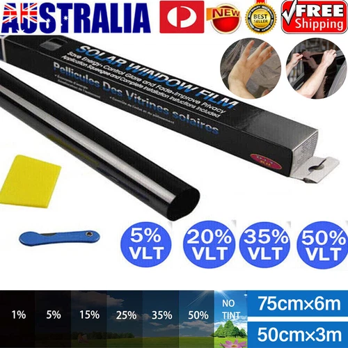 Window Tint Film Black Roll VLT 5% 35% 50% Car Home 50cmX3m/75cmX6m Tinting Tool - Picture 3 of 24