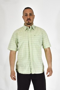 camisa verde cuadros hombre