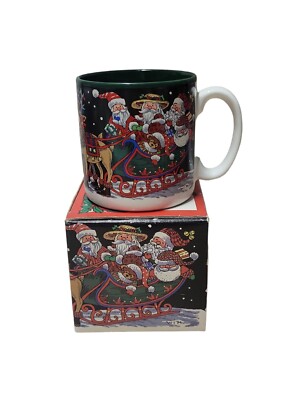 Potpourr Designs Santa Sleigh Ride Vintage 1994 Wim Schimmer Holiday Mug NEW 