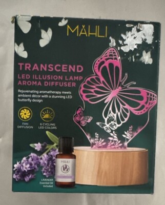 MAHLI TRANSCEND Aroma Diffuser  6 Color Cycling LED Lights Lavender Oil NIB