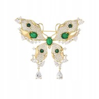 Pinets Brosche SchöNe 14K Vergoldete Brosche Schmetterling Mit Zirkonen