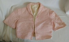 Antique Silk Lined Bed Jacket Pink Quilted  Embroidered Lingerie 28-29in chest