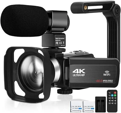 Camcorder Video Camera Ultra HD 4K 48MP Camcorder WIFI Camera Microphone Remote