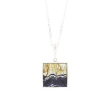 Derbyshire Blue John Square Silver Pendant & Chain DBJ197