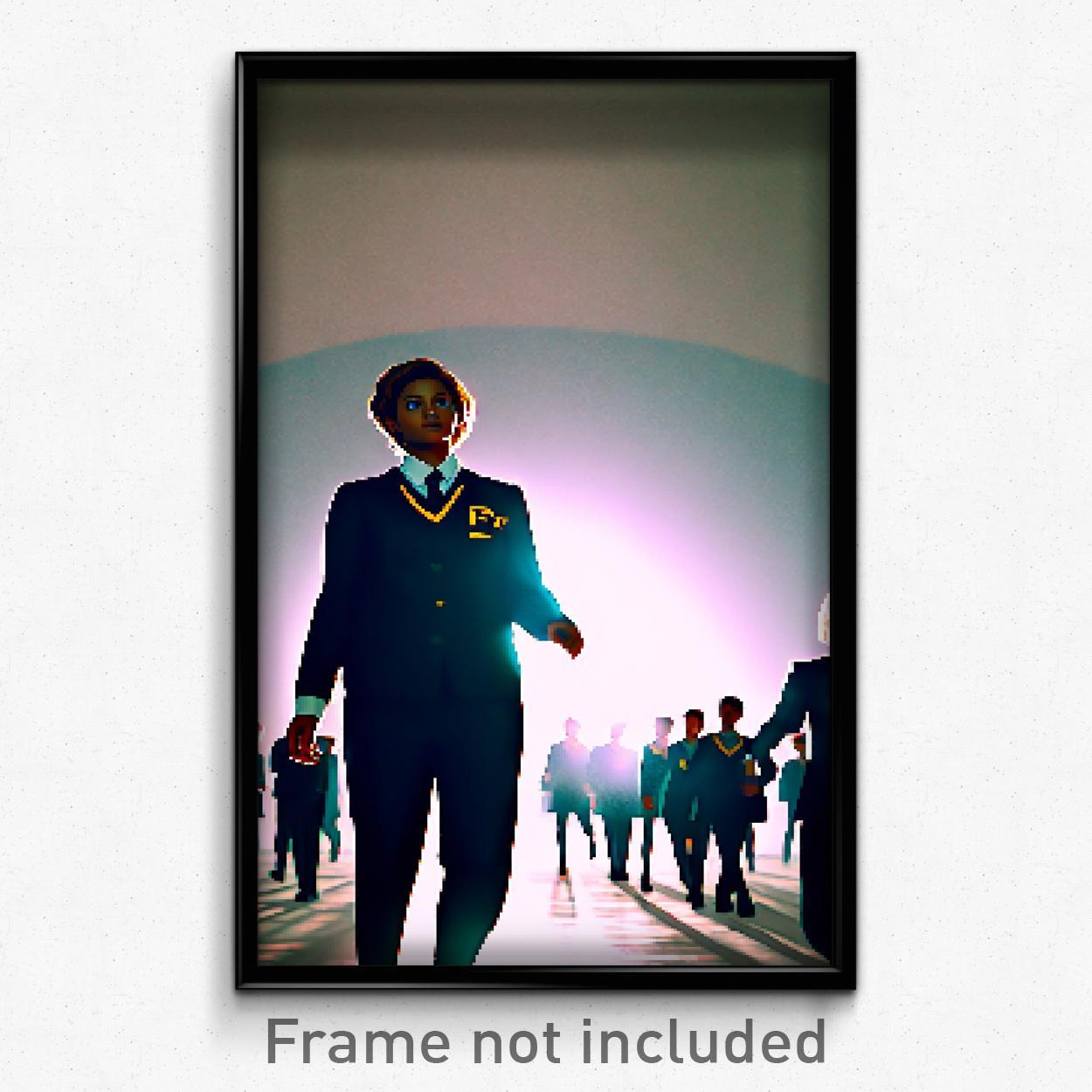 Pixel Art Poster - Graceful School (8 Bit Psychedelic Trippy Video Game Print)