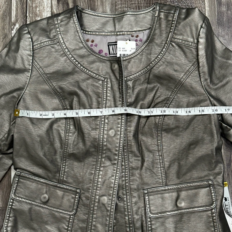 Women’s Faux Leather Green Jacket Size L Kut From The Kloth Stitch Fix Blazer - Image 3 of 4