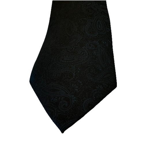 BLACK CLIP ON TIE WOLFMARK - BRAND With Paisley Pattern Brand NEW - Picture 11 of 12