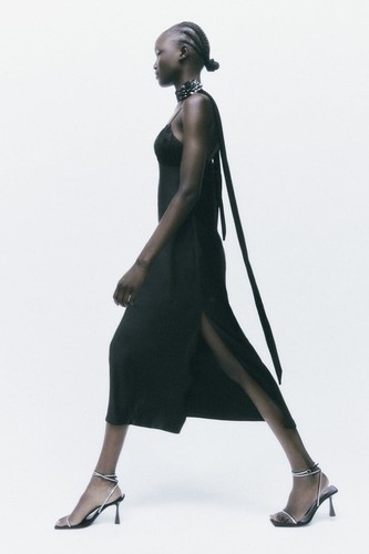 BNWT ZARA Black Satin Camisole Dress Size XL - Picture 3 of 7