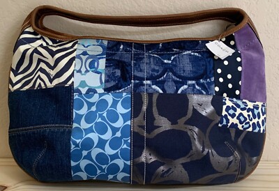 バッグ Coach Denim Patchwork Ergo Hobo Shoulder Coach Ergo Denim Patchwork Hobo Handbag | Coach Handbags