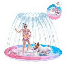 Unicorn Sprinkler Splash PlayMat New 68" Water Mat Round PVC
