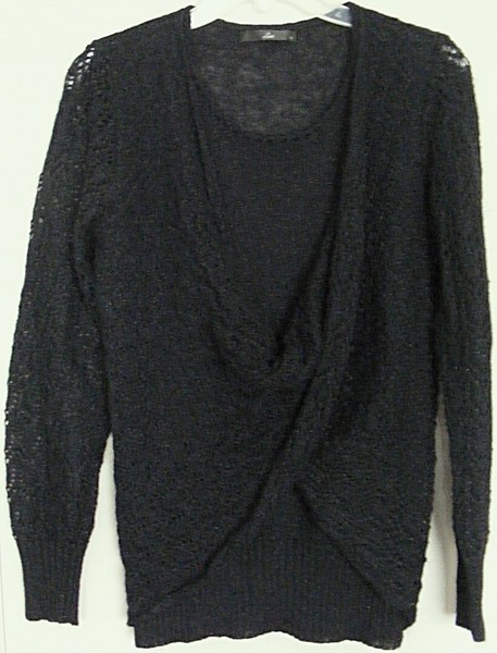LIOR mohair blend JUMPER soft light Shimmer Knit  Wrap draped front ~ Women sz S