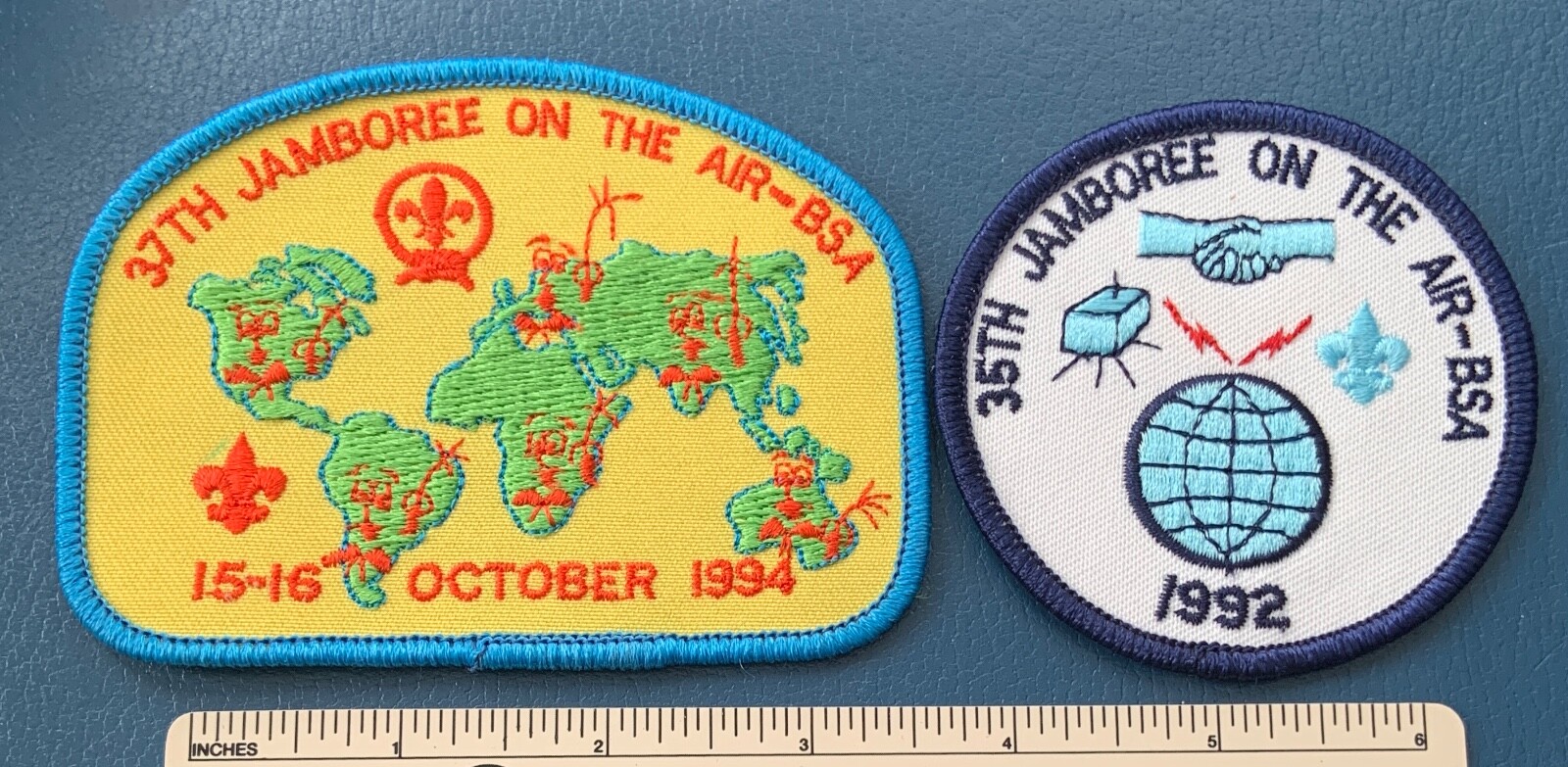 2 1990s JAMBOREE ON THE AIR Boy Scout PATCHES JOTA BSA Scouting Badge