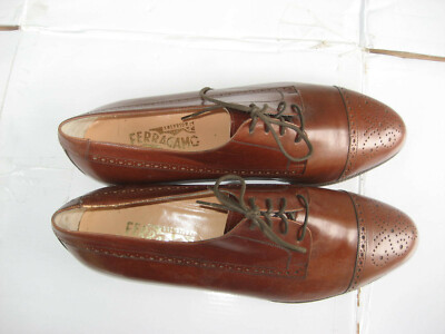SALVATORE FERRAGAMO FLORENCE 16662 MEN\'S BROWN PEBBLE LEATHER OXFORDS SIZE 9.5 D Salvatore Ferragamo Florence Mens Brown Leather Shoes, Size  main image 4