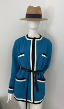 AUTH.GUCCI BLUE BLACK WHITE CABAN LIGHT VISCOSE CADY TROPICAL JACKET 40 M/L NEW