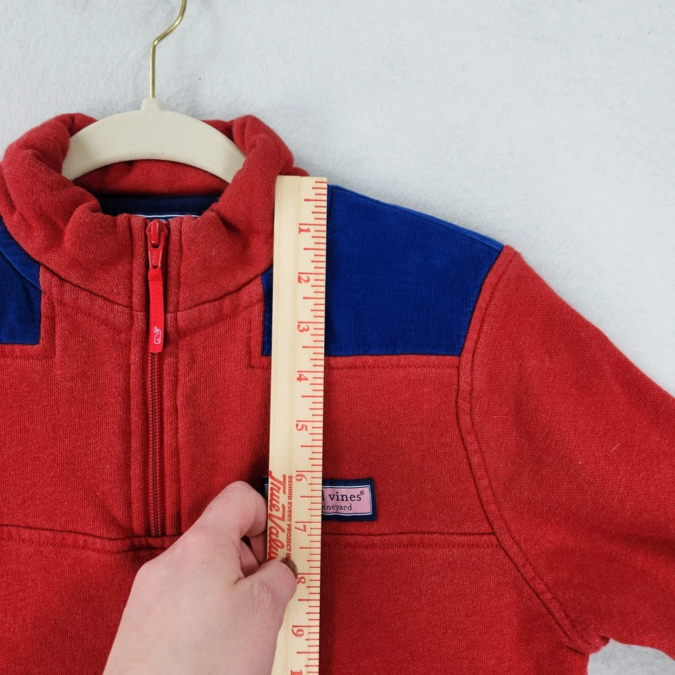 Suéter Vineyard Vines Niñas Mediano Rojo Jóvenes Niños Cuarto Cremallera Pullover 12/14 Foto 4 de 4