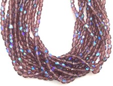 200 Fine Trade Czech Dark Amethys AB Round Faceted fire Polished Glass beads-4mm