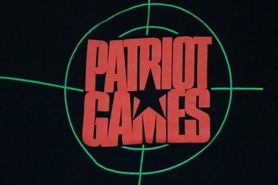 Vintage 90s Patriot Games Movie Promo Tom Clancy T-Shirt Black 