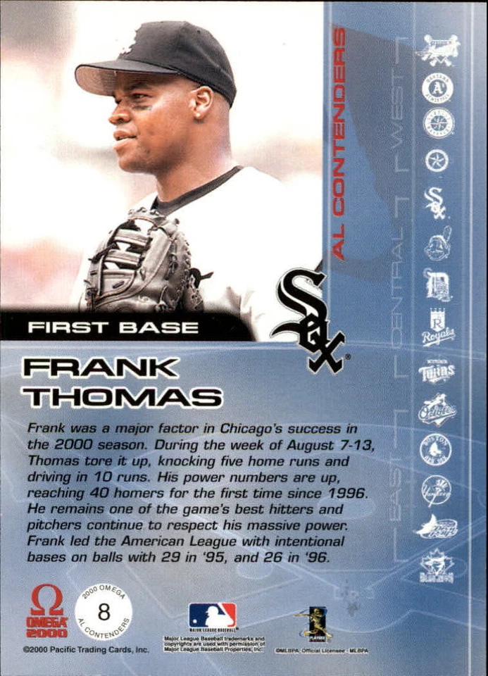 2000 Pacific Omega AL/NL Contenders #AL8 Frank Thomas - NM-MT - Image 2 of 2