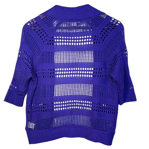 Liz Claiborne Womens Open Cardigan Sweater Size S Blue Crochet - Picture 4 of 10