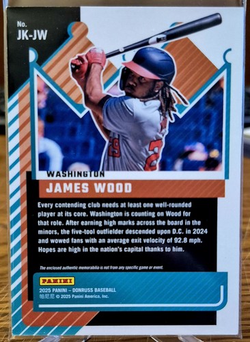 2025 DONRUSS JERSEY KINGS JAMES WOOD 3CLR PATCH 8/10 - Picture 2 of 2