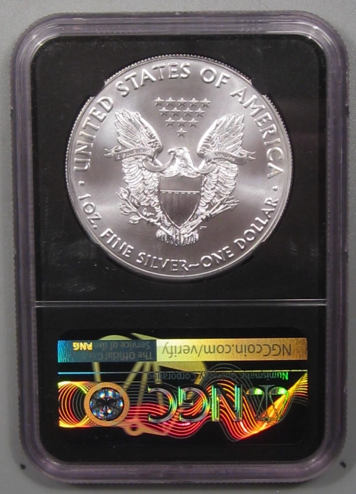 2021 T-1 Silver American Eagle. NGC MS70 FDOI. John M MERCANTI Signed - Image 2 of 4