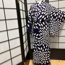 9065 Japanese Yukata Womens Vintage Fabric Cotton Robe Kimono Traditional